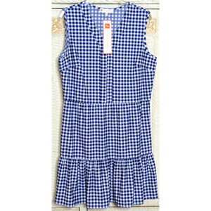 Jude Connally Dress Womens XL Blue Annabelle Gingham Tiered Sleeveless NEW